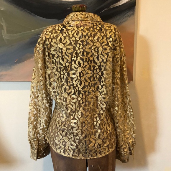 Vintage gold blouse, size 10, made in USA! - Picture 3 of 6